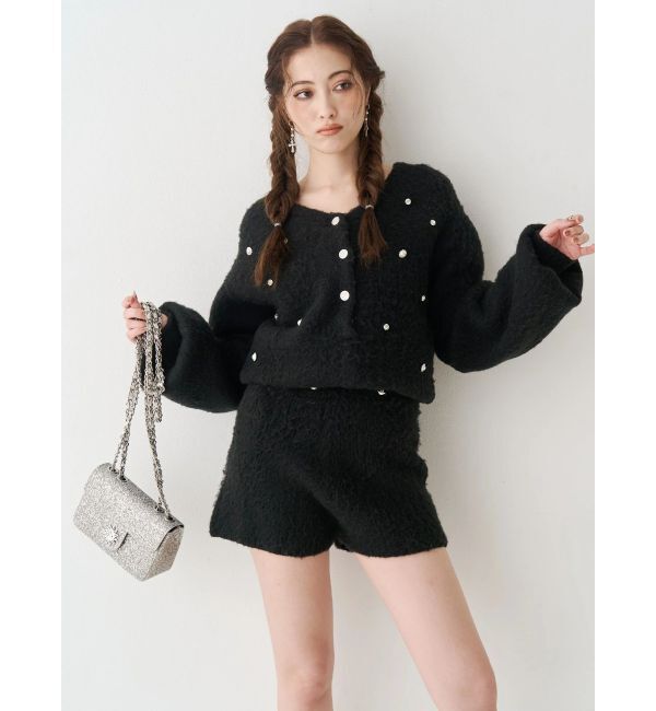 EVRIS「bijouシャギーニットロンパース」|オールインワン|