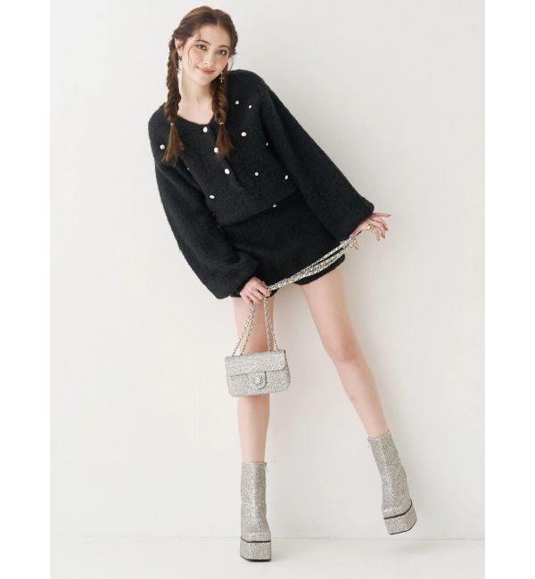 EVRIS「bijouシャギーニットロンパース」|オールインワン|