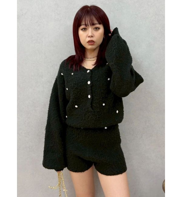 EVRIS「bijouシャギーニットロンパース」|オールインワン|