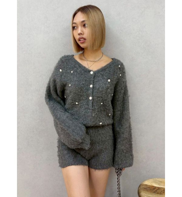 EVRIS「bijouシャギーニットロンパース」|オールインワン|