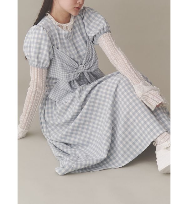 merry jenny「ギンガムリボンワンピース」|ワンピース|アイスブルー