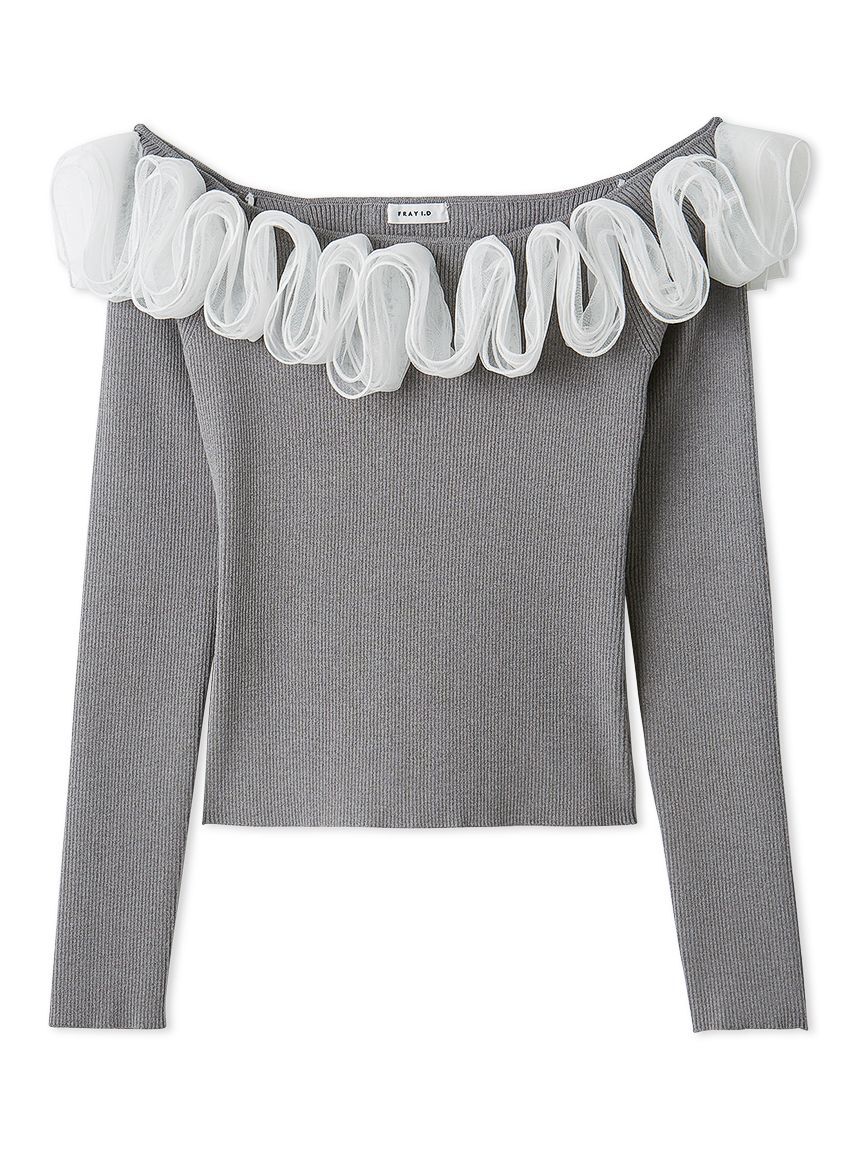 FRAY I.D「フリルコンビオフショルダーリブニット」|ニット・セーター|