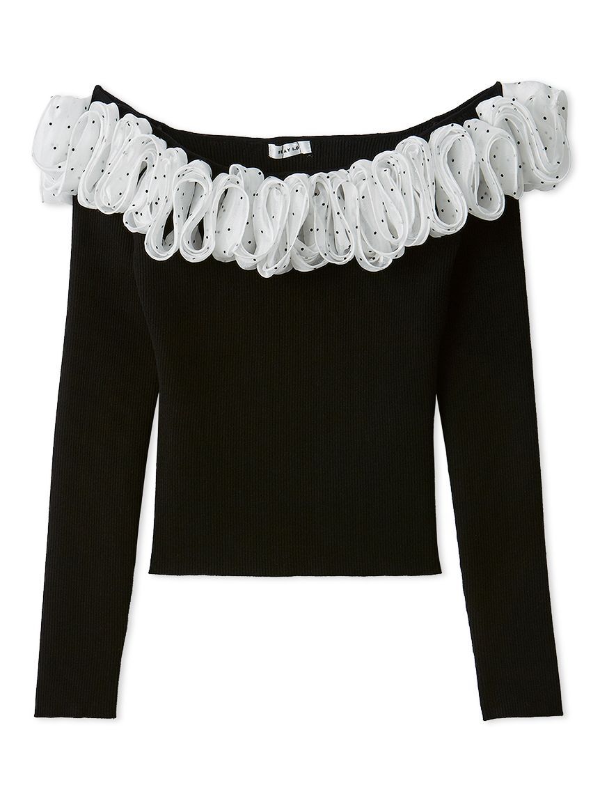 FRAY I.D「フリルコンビオフショルダーリブニット」|ニット・セーター|