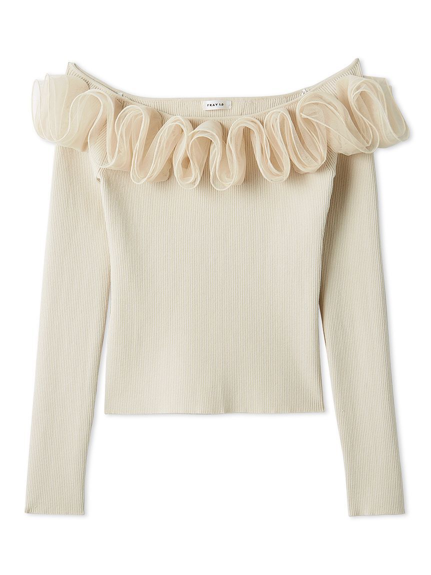 FRAY I.D「フリルコンビオフショルダーリブニット」|ニット・セーター|