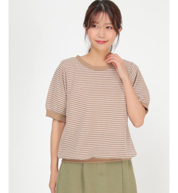 ikka「ハニカム柄ジャガードカットソー」|その他|ブラウン