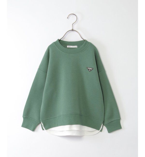 ikka kids「裏起毛裾レイヤードワッペントレーナー（120~160cm）」|Tシャツ・カットソー|