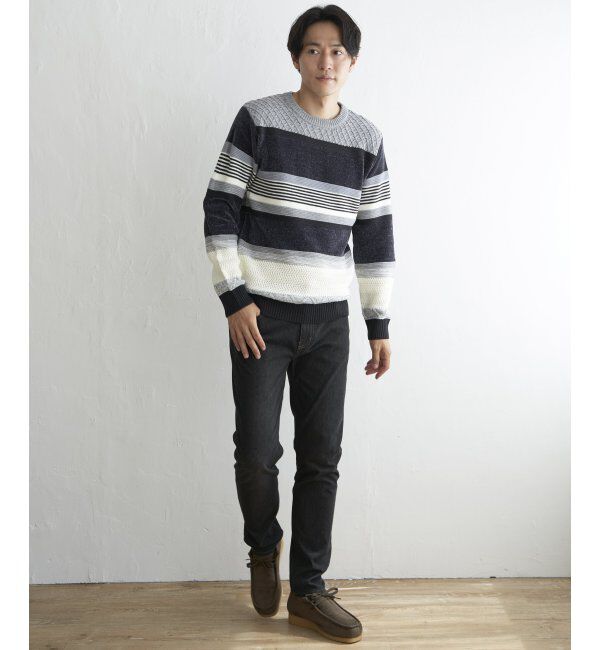 ikka「モールミックスボーダーニット」|プルオーバー|