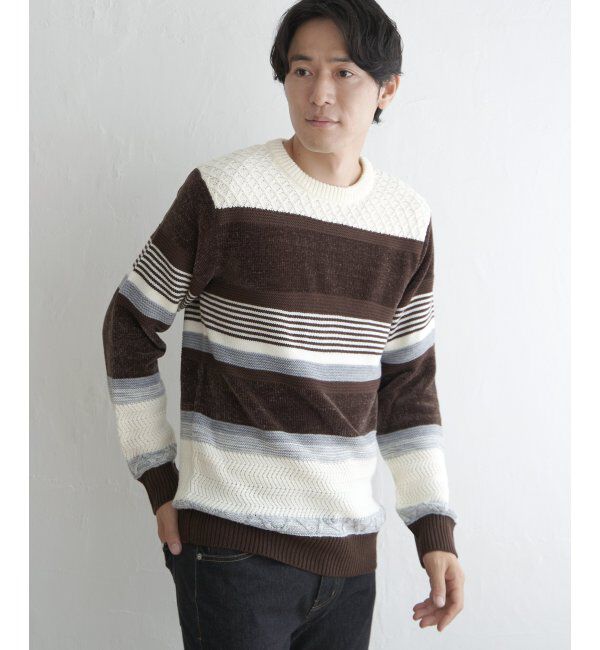 ikka「モールミックスボーダーニット」|プルオーバー|
