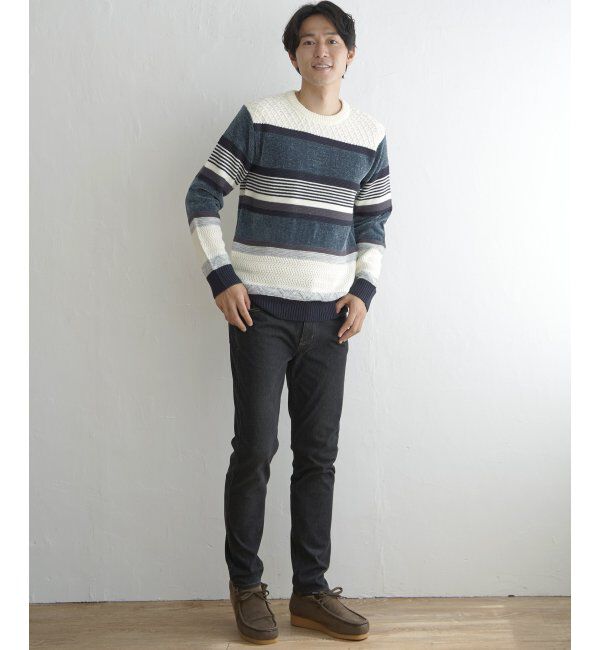 ikka「モールミックスボーダーニット」|プルオーバー|