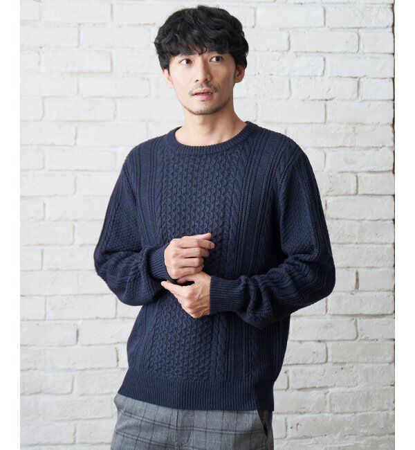 ikka「抗菌アランケーブルリサイクルニット」|プルオーバー|