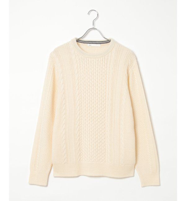 ikka「抗菌アランケーブルリサイクルニット」|プルオーバー|