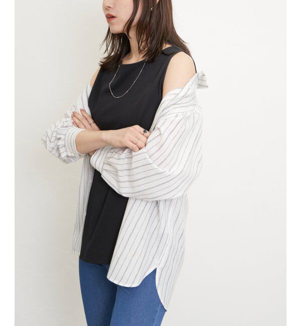 ikka「【雑誌InRed5月号掲載】コットンUSA裾ラウンドノースリプルオーバー」|タンクトップ|