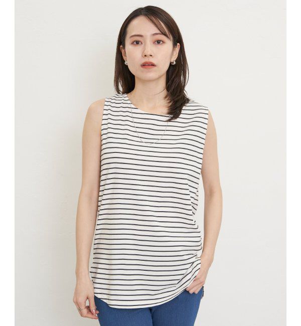 ikka「【雑誌InRed5月号掲載】コットンUSA裾ラウンドノースリプルオーバー」|タンクトップ|