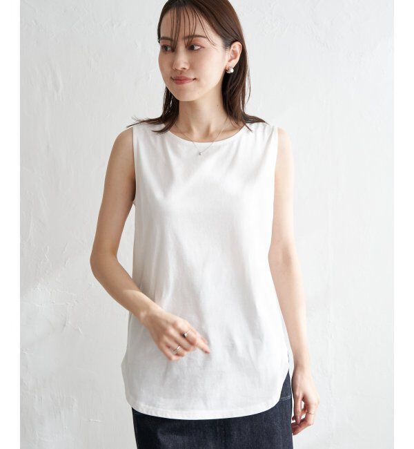 ikka「【雑誌InRed5月号掲載】コットンUSA裾ラウンドノースリプルオーバー」|タンクトップ|