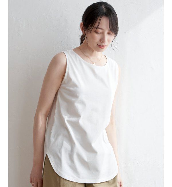 ikka「【雑誌InRed5月号掲載】コットンUSA裾ラウンドノースリプルオーバー」|タンクトップ|
