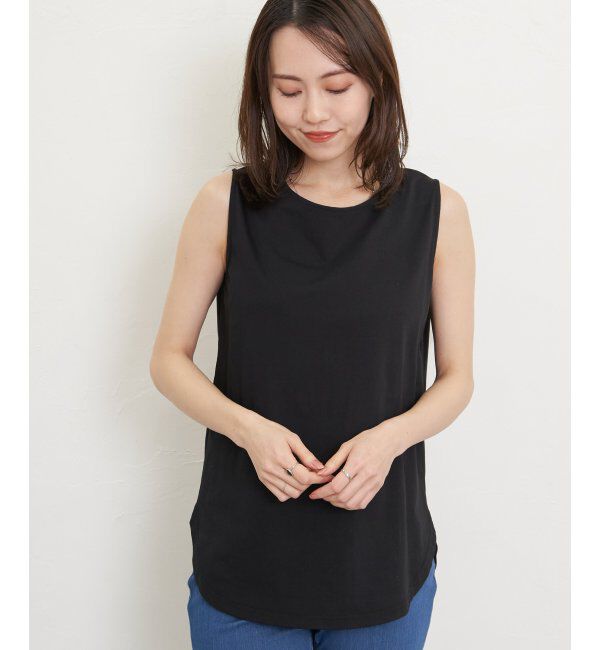 ikka「【雑誌InRed5月号掲載】コットンUSA裾ラウンドノースリプルオーバー」|タンクトップ|