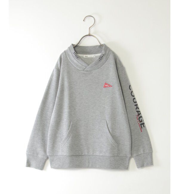 ikka kids「ロープ襟ポケ付き袖ロゴトレーナー（120~160cm）」|Tシャツ・カットソー|