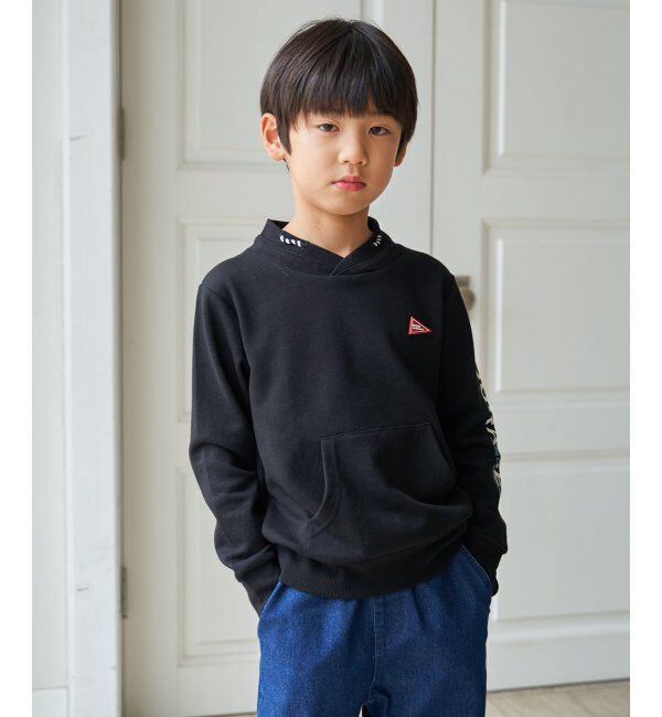 ikka kids「ロープ襟ポケ付き袖ロゴトレーナー（120~160cm）」|Tシャツ・カットソー|