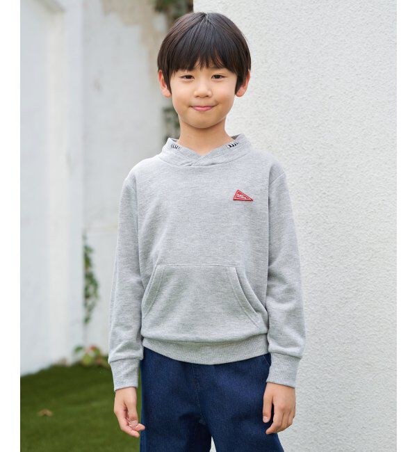 ikka kids「ロープ襟ポケ付き袖ロゴトレーナー（120~160cm）」|Tシャツ・カットソー|