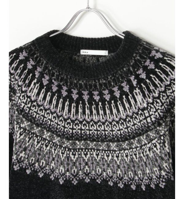 ikka「モール求心柄ニット」|プルオーバー|