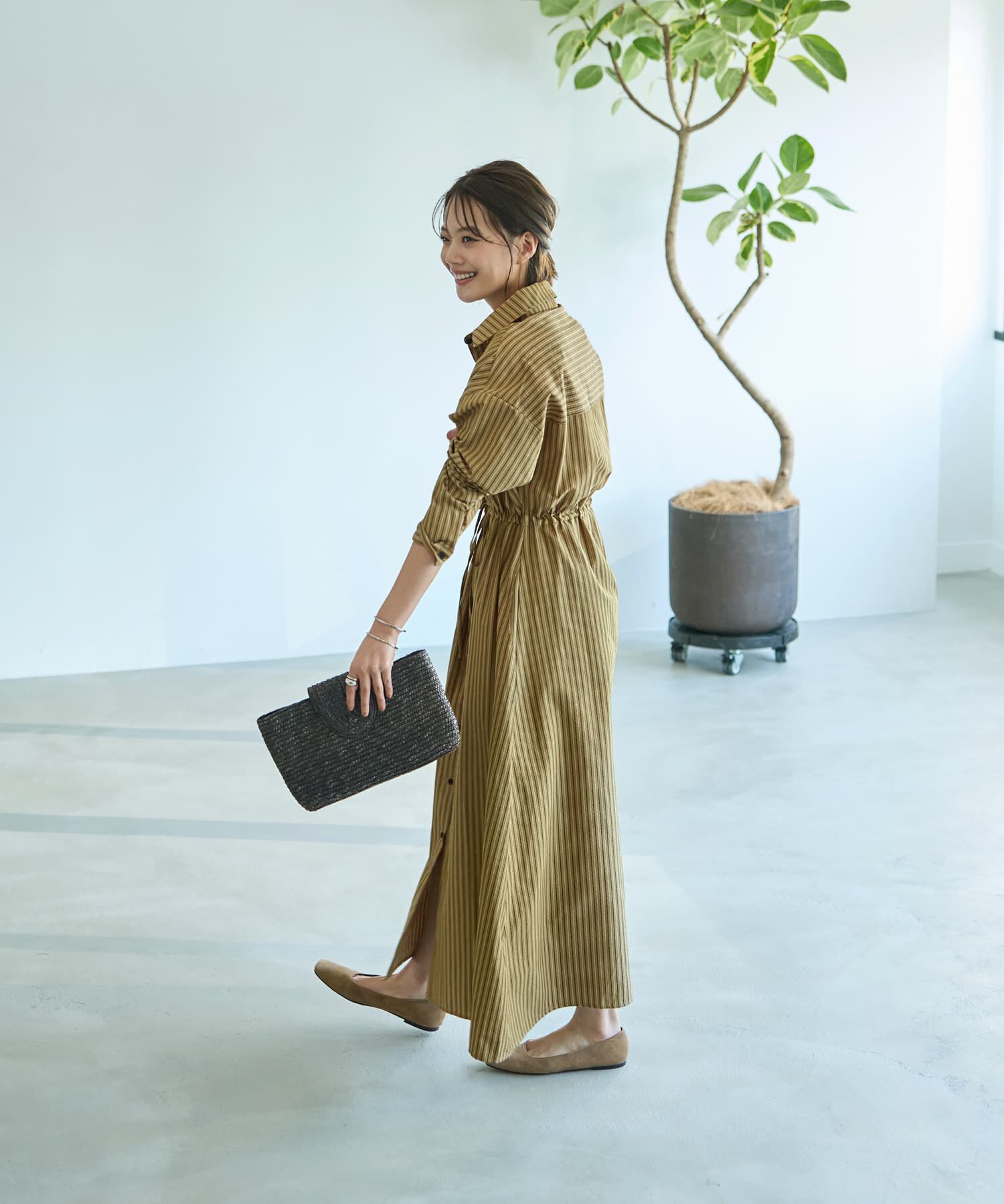 STYLE DELI「【LUXE】交互ストライプ柄シャツワンピース」|ワンピース|