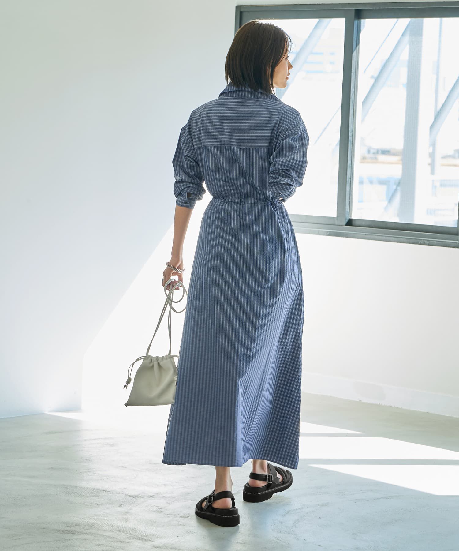 STYLE DELI「【LUXE】交互ストライプ柄シャツワンピース」|ワンピース|