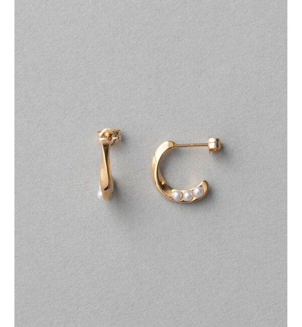 ete「パール ツイスト フープピアス」|ピアス|イエローゴールド