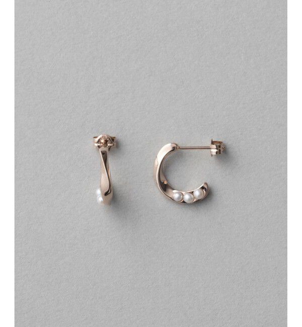 ete「パール ツイスト フープピアス」|ピアス|ピンクゴールド