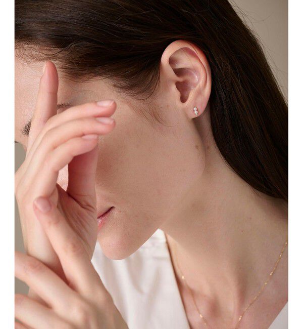 ete「K10YG ダイヤモンド/パール ピアス」|ピアス|