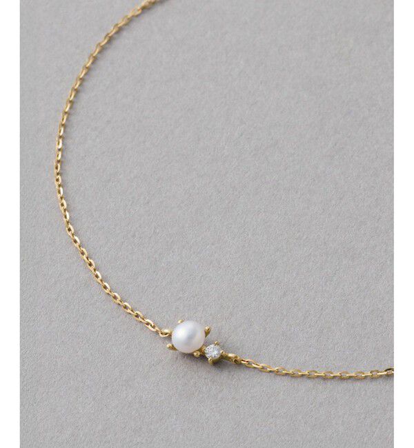 ete「[レイヤード] K10YG ダイヤモンド/パール ブレスレット」|ブレスレット・バングル|