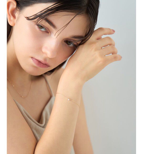 ete「[レイヤード] K10YG ダイヤモンド/パール ブレスレット」|ブレスレット・バングル|