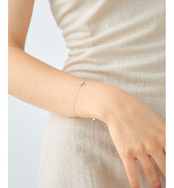 ete「[レイヤード] K10YG ダイヤモンド/パール ブレスレット」|ブレスレット・バングル|