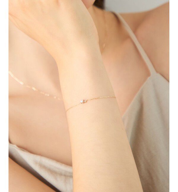 ete「[レイヤード] K10YG ダイヤモンド/パール ブレスレット」|ブレスレット・バングル|