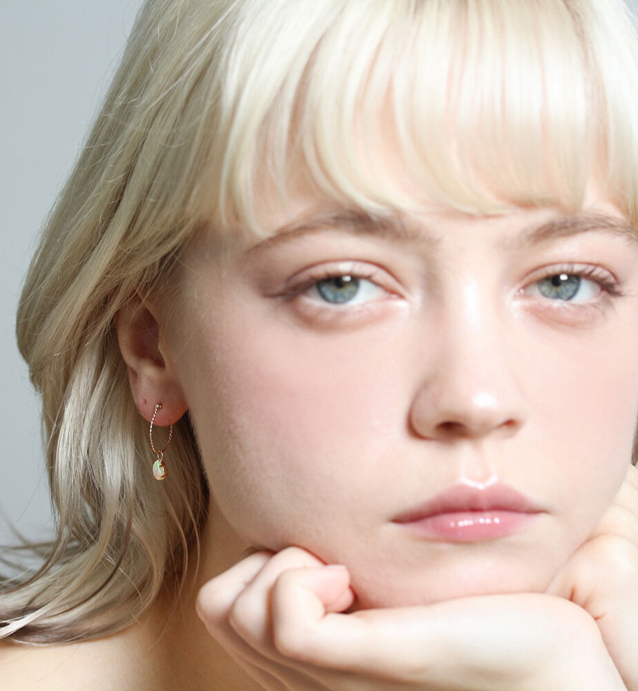  「オパール スナップ フープ ピアス  | K10YG」|ピアス|