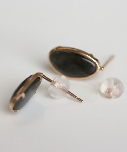  「カラーストーン ピアス | K10YG 〈ブルーオパール / ラブラドライト〉」|ピアス|