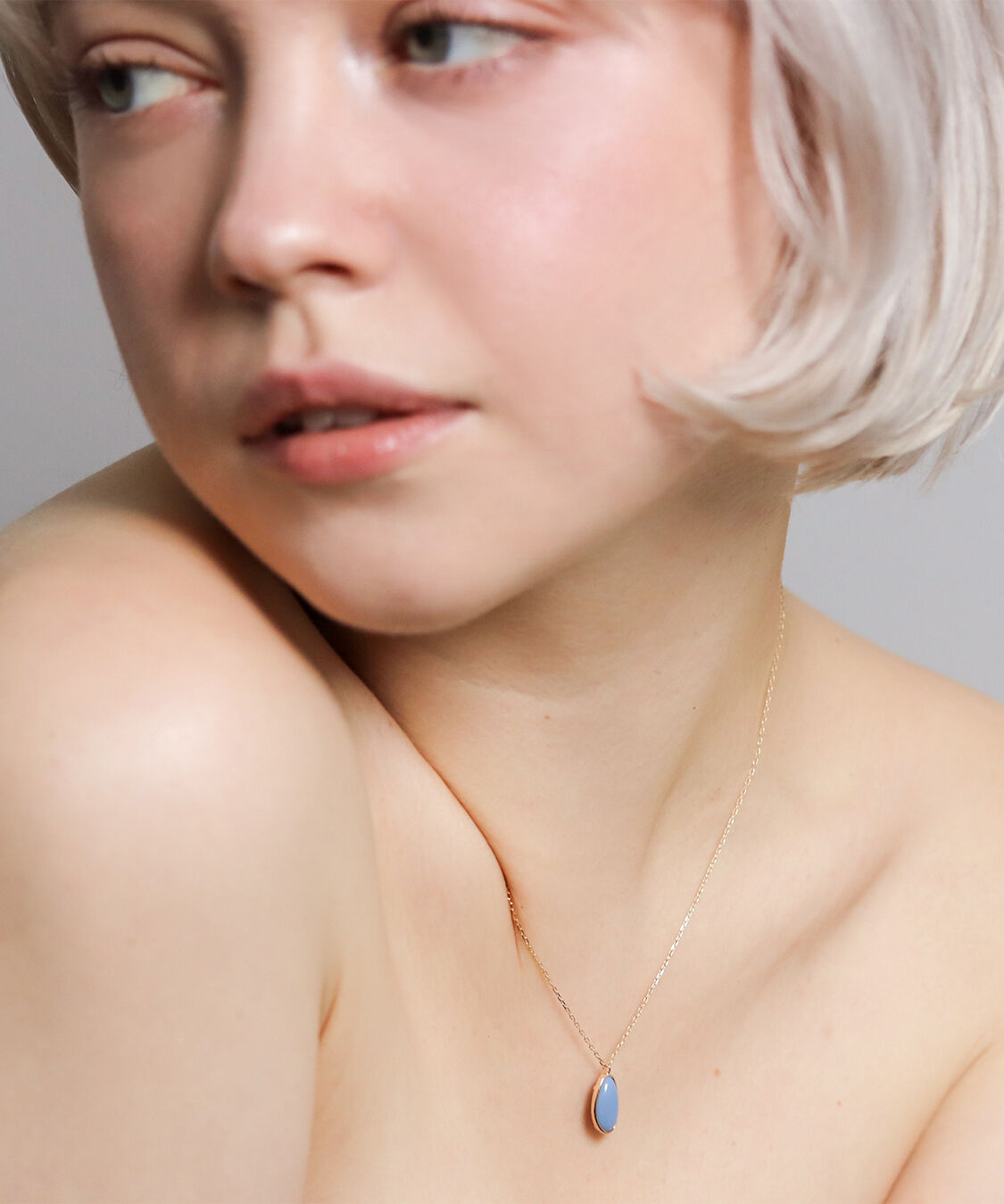  「カラーストーン ネックレス | K10YG 〈ブルーオパール / ラブラドライト〉」|ネックレス|