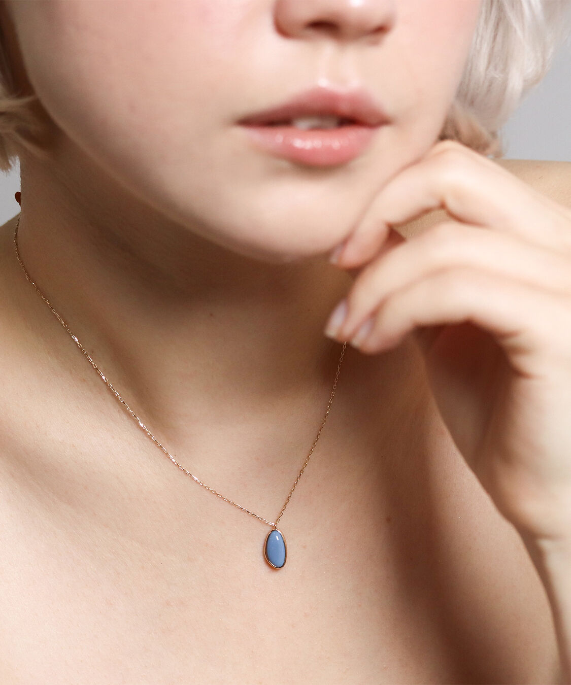  「カラーストーン ネックレス | K10YG 〈ブルーオパール / ラブラドライト〉」|ネックレス|