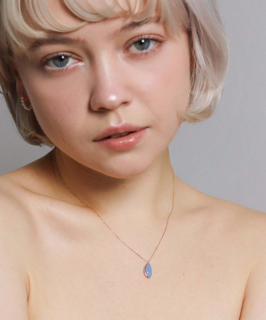  「カラーストーン ネックレス | K10YG 〈ブルーオパール / ラブラドライト〉」|ネックレス|