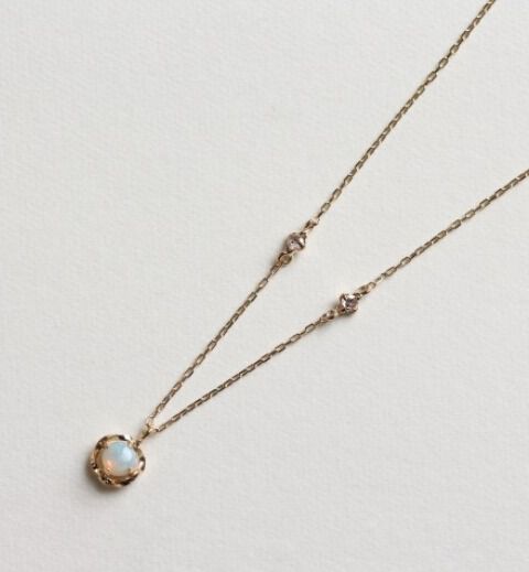  「ダイヤモンド / オパール ネックレス | K10YG」|ネックレス|