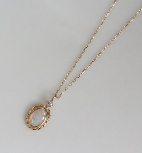  「ダイヤモンド / オパール ネックレス | K10YG」|ネックレス|