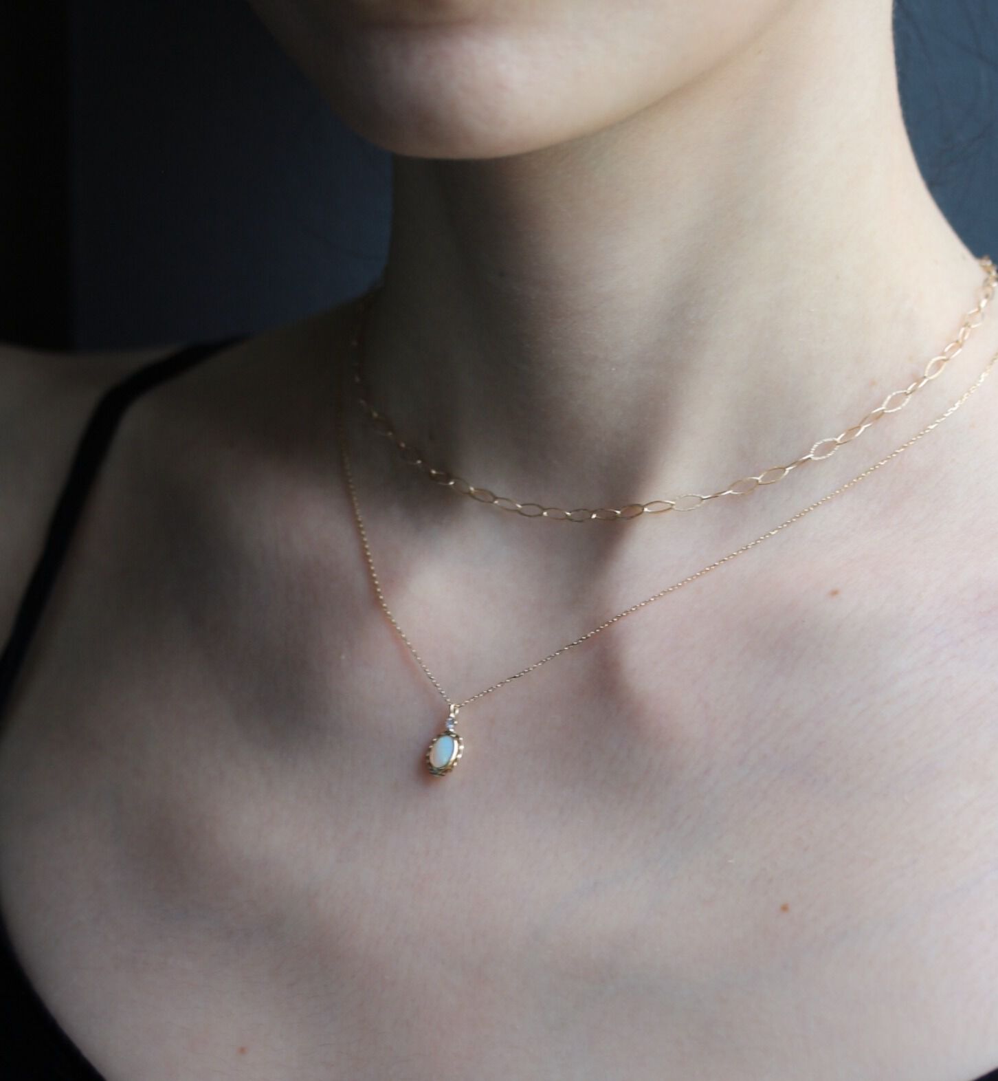  「ダイヤモンド / オパール ネックレス | K10YG」|ネックレス|