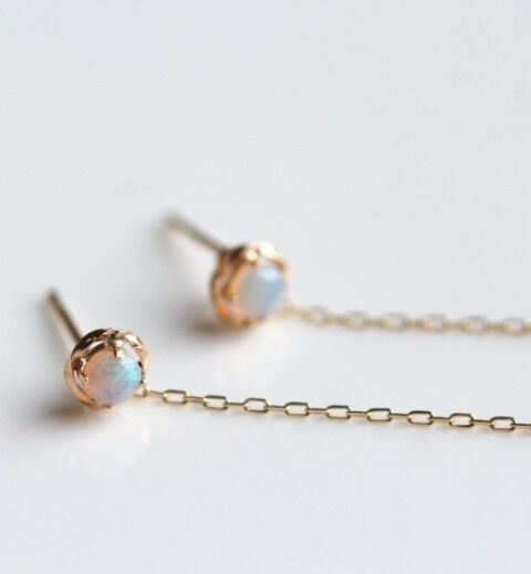  「オパール チェーン ピアス | K10YG」|ピアス|