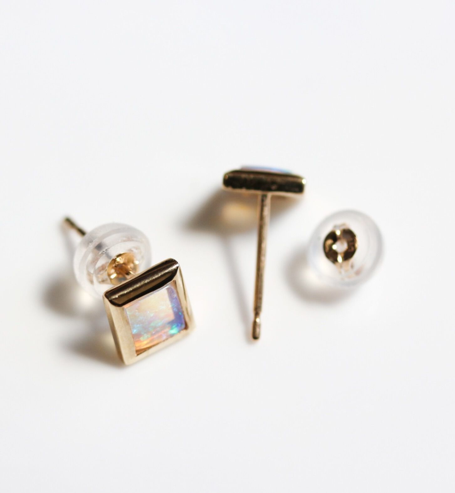  「オパール スクエア ピアス | K10YG」|ピアス|