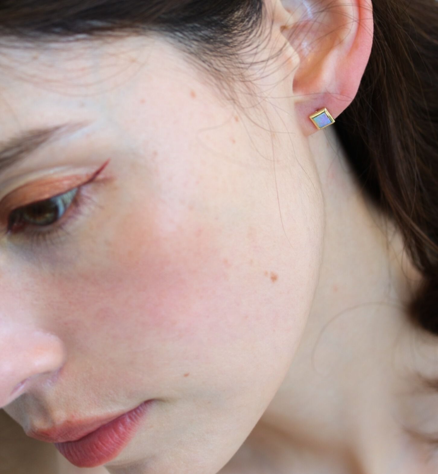  「オパール スクエア ピアス | K10YG」|ピアス|