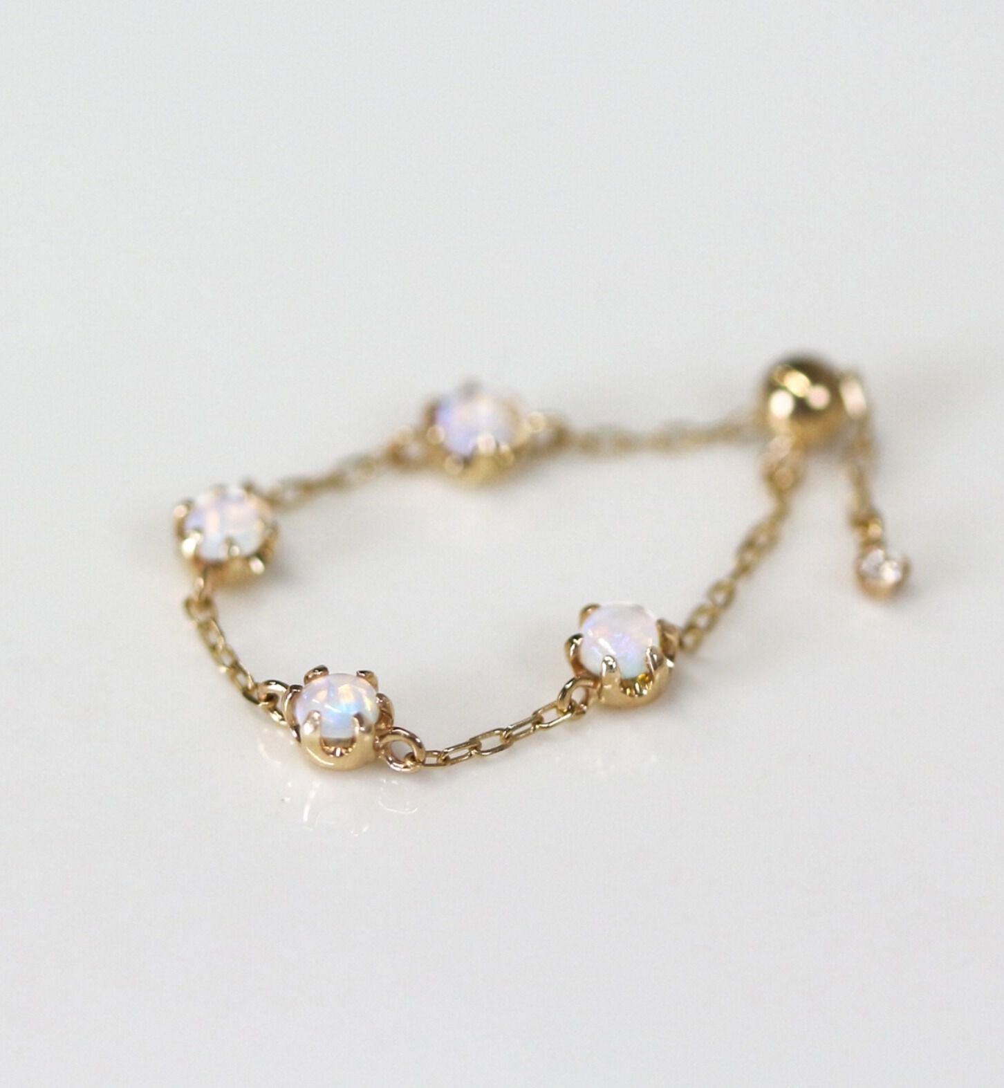  「オパール ステーション チェーンリング | K10YG」|リング|