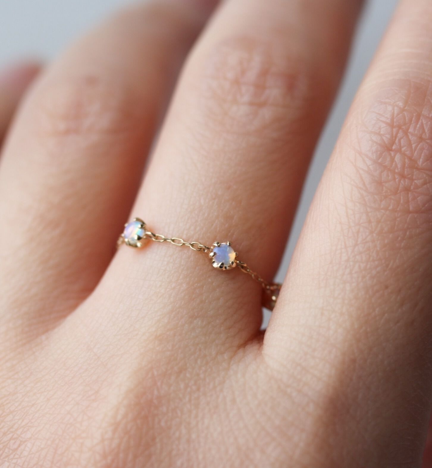  「オパール ステーション チェーンリング | K10YG」|リング|