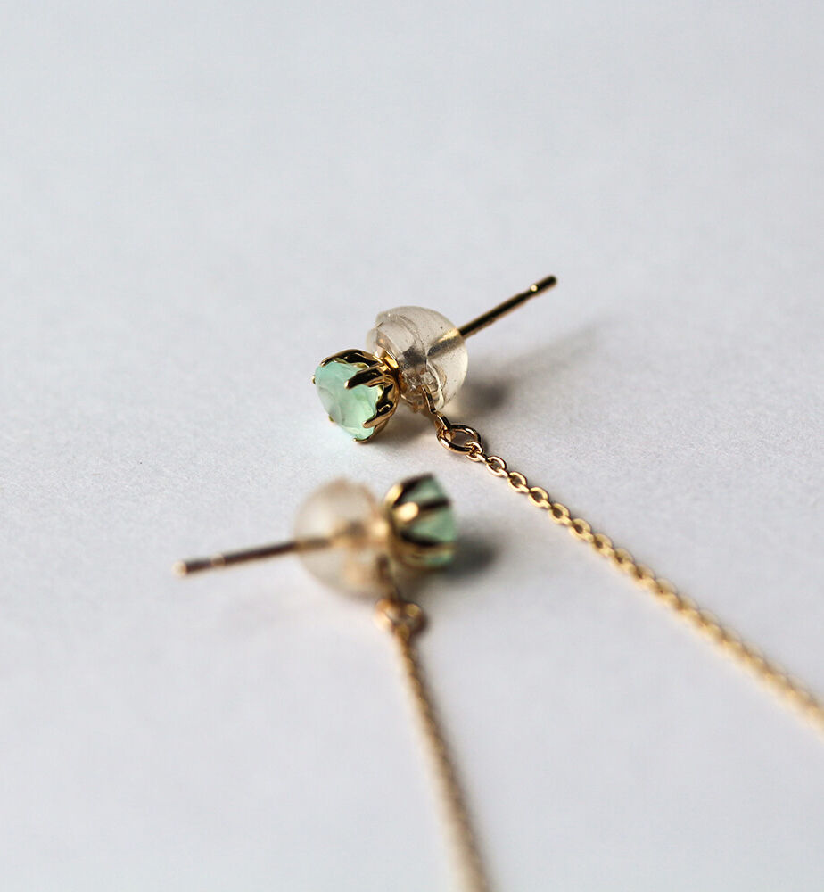  「ブルーオパール チェーン ピアス | K10YG」|ピアス|