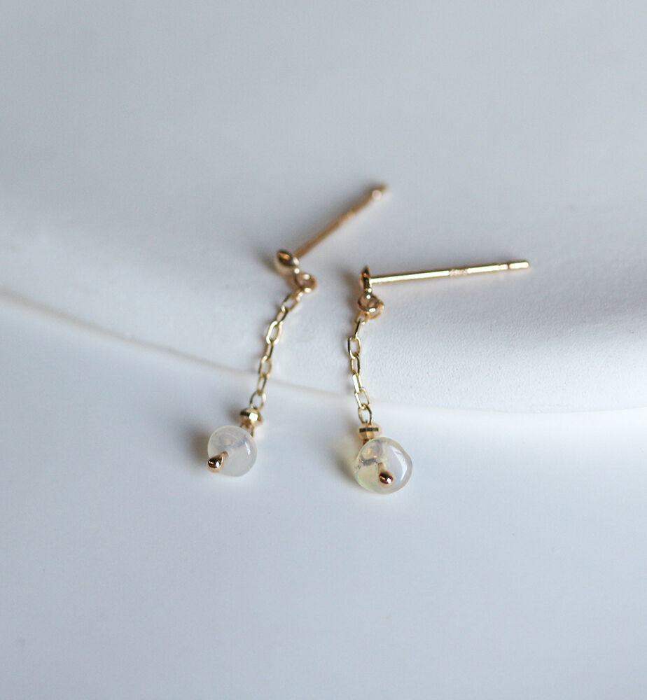  「オパール チェーン ピアス  | K10YG」|ピアス|