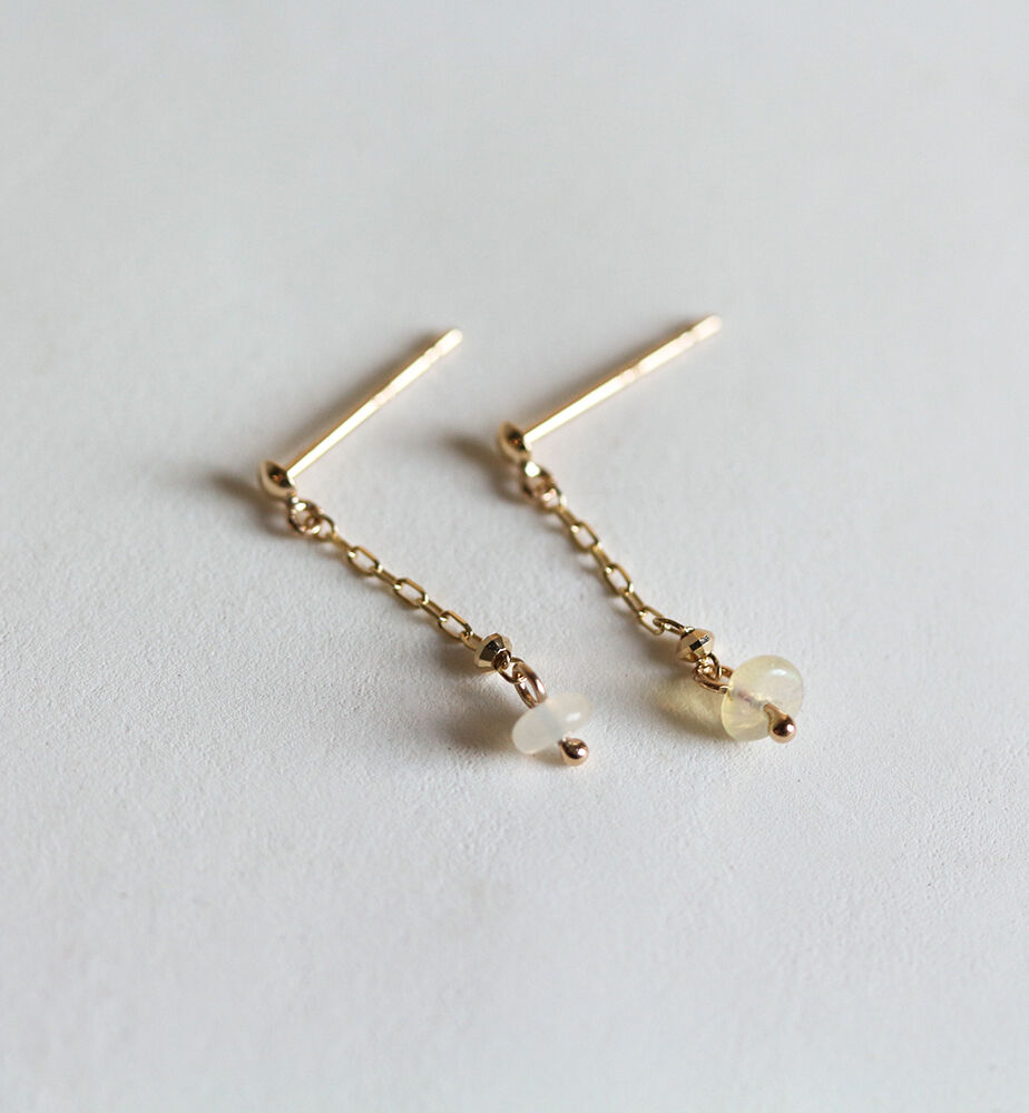  「オパール チェーン ピアス  | K10YG」|ピアス|