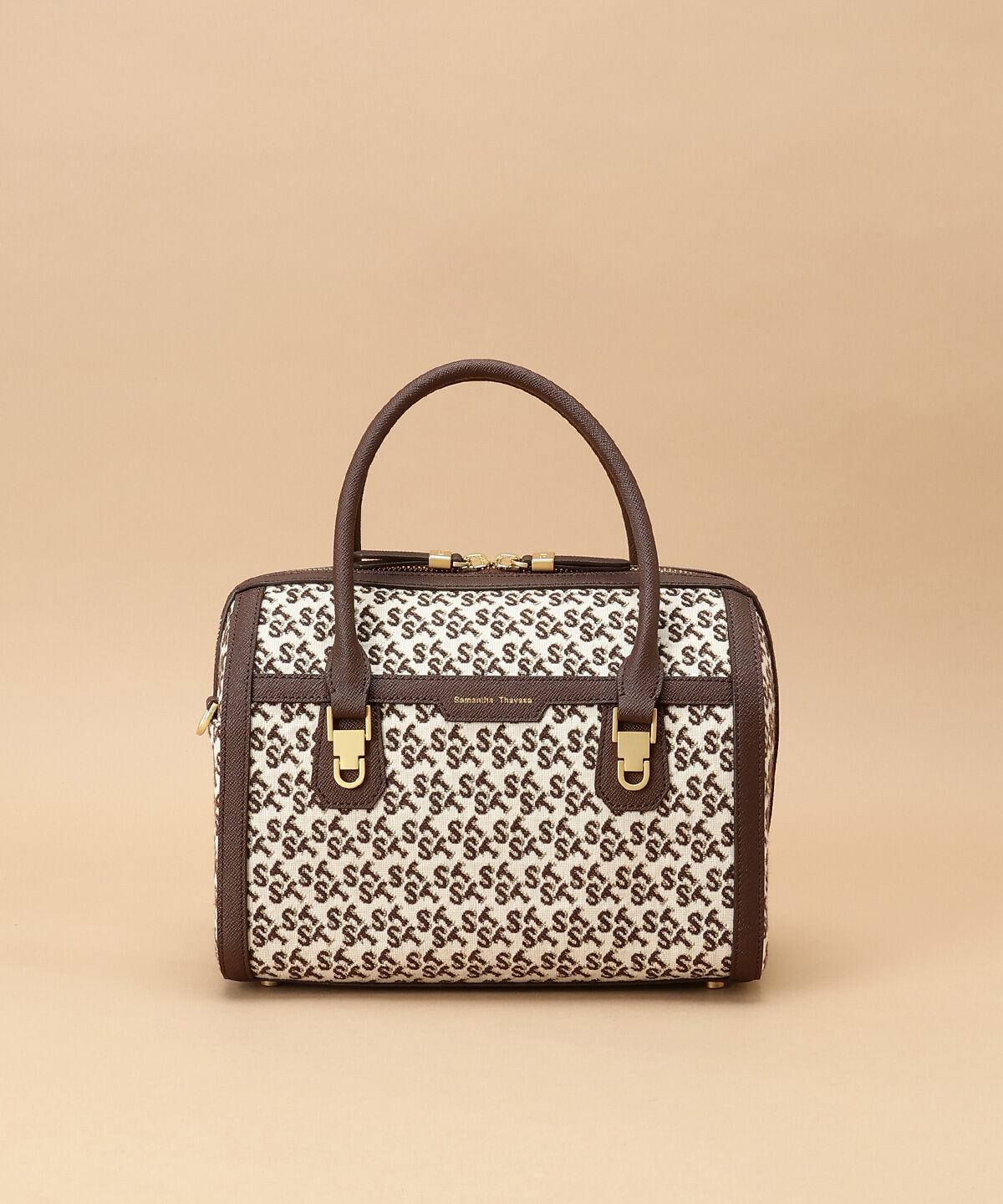 Samantha Thavasa「ST Jacquard シルエット ボストンバッグ」|ボストンバッグ|ブラウン
